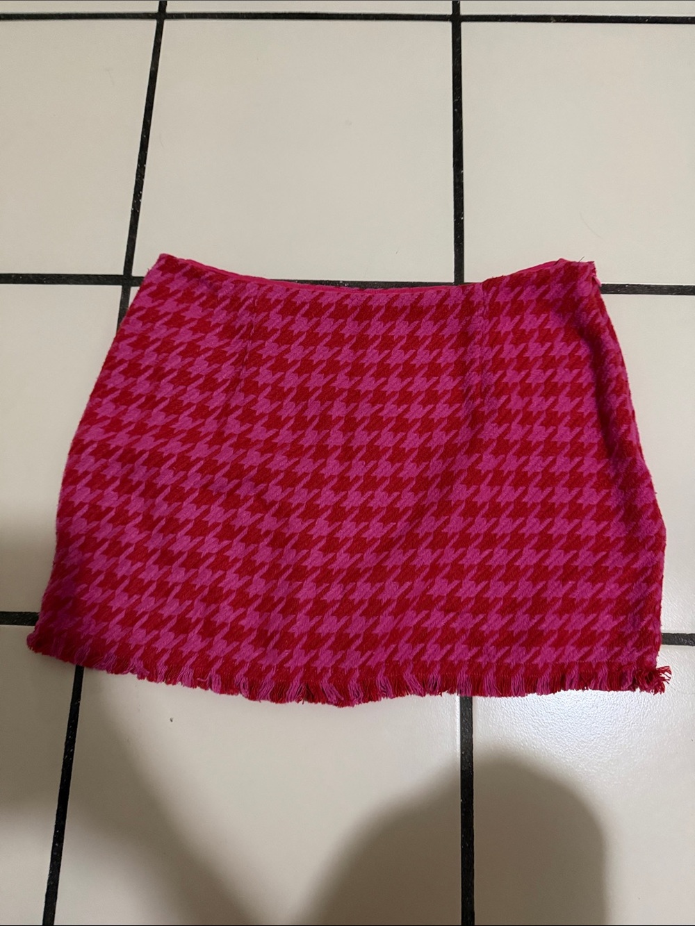 Primark Pink and Magenta Houndstooth Mini Skirt